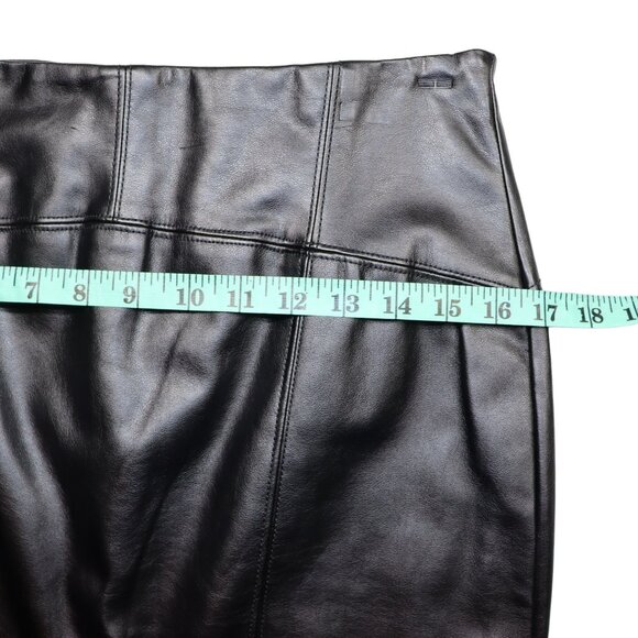 New York & Company Faux Leather Skirt Womens Size 8 Black Knee Length Lined - Picture 11 of 13